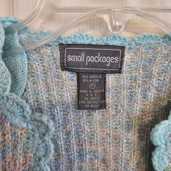 Nwot Vintage Twee Coquette Scalloped Hem Open Front Sweater Rainbow Knit - Picture 4 of 6